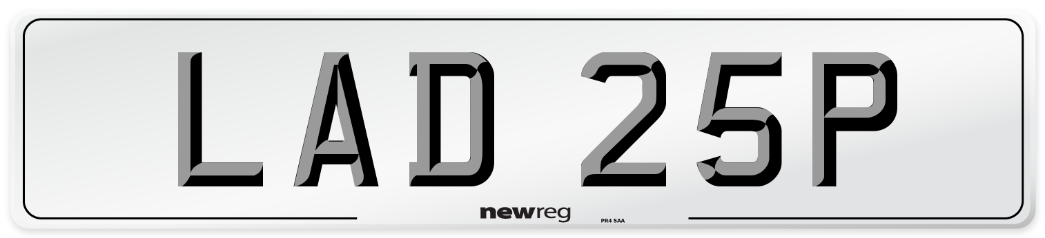 LAD 25P Number Plate from New Reg